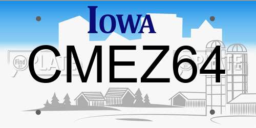 CMEZ64 Iowa License Plate