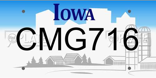 CMG716 Iowa License Plate