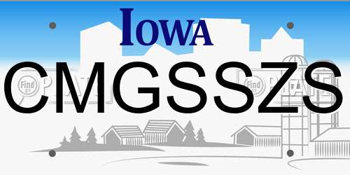 CMGSSZS Iowa License Plate