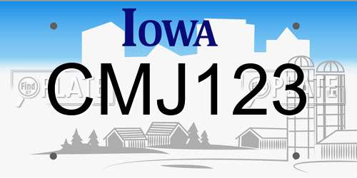 CMJ123 Iowa License Plate
