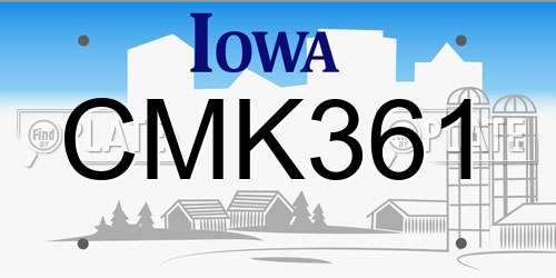 CMK361 Iowa License Plate