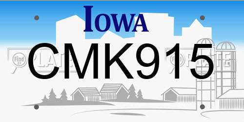 CMK915 Iowa License Plate