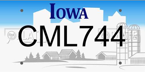 CML744 Iowa License Plate