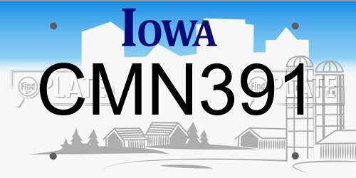 CMN391 Iowa License Plate