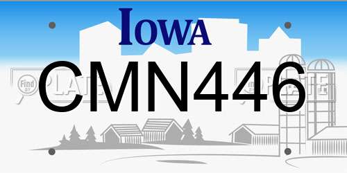 CMN446 Iowa License Plate