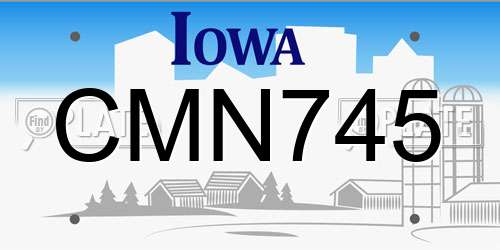 CMN745 Iowa License Plate