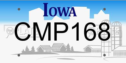 CMP168 Iowa License Plate