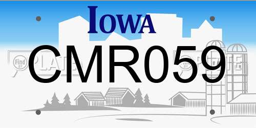 CMR059 Iowa License Plate