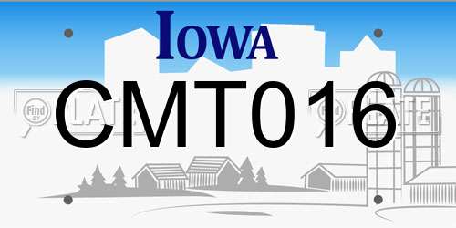CMT016 Iowa License Plate