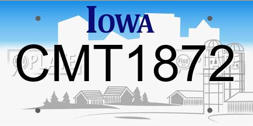 CMT1872 Iowa License Plate