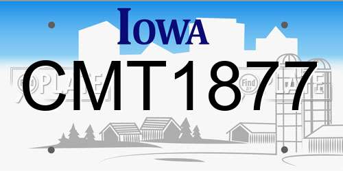 CMT1877 Iowa License Plate