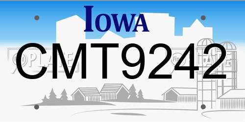 CMT9242 Iowa License Plate
