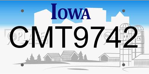 CMT9742 Iowa License Plate