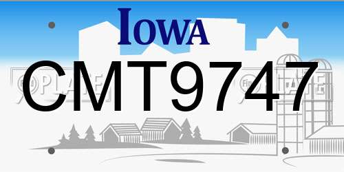 CMT9747 Iowa License Plate