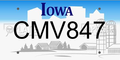 CMV847 Iowa License Plate