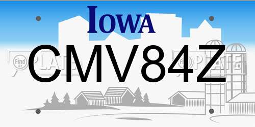 CMV84Z Iowa License Plate