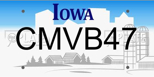 CMVB47 Iowa License Plate