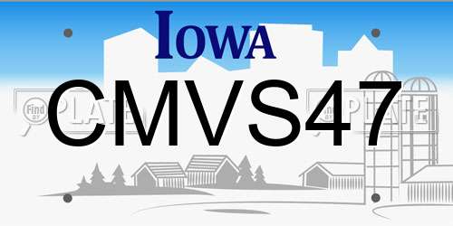 CMVS47 Iowa License Plate