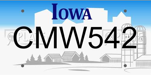 CMW542 Iowa License Plate