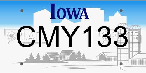 CMY133 Iowa License Plate