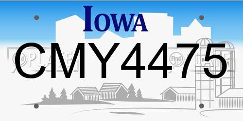 CMY4475 Iowa License Plate