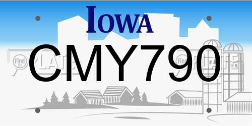 CMY790 Iowa License Plate