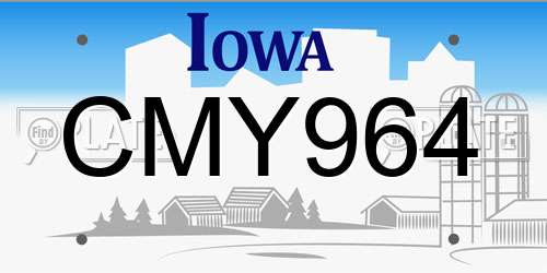 CMY964 Iowa License Plate