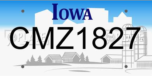 CMZ1827 Iowa License Plate
