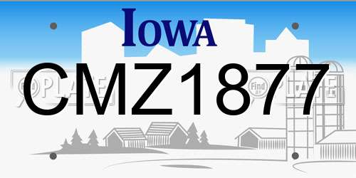 CMZ1877 Iowa License Plate