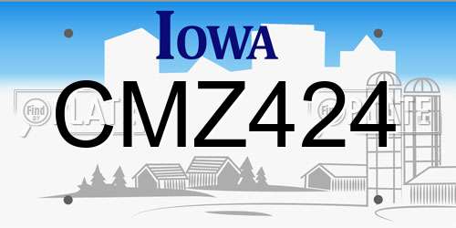 CMZ424 Iowa License Plate
