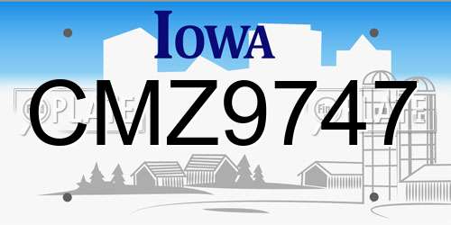 CMZ9747 Iowa License Plate