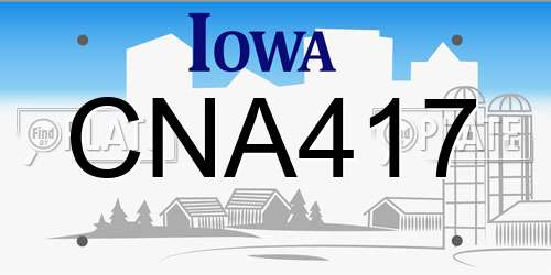 CNA417 Iowa License Plate