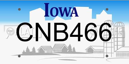 CNB466 Iowa License Plate