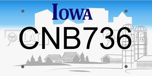 CNB736 Iowa License Plate