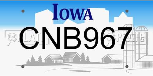 CNB967 Iowa License Plate