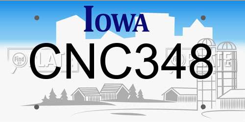 CNC348 Iowa License Plate