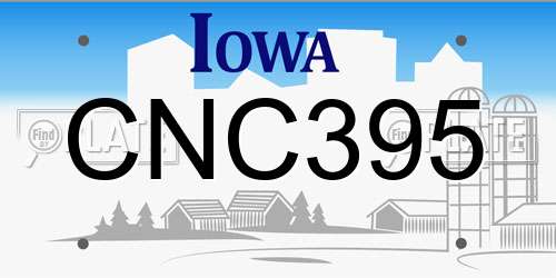 CNC395 Iowa License Plate