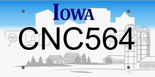 CNC564 Iowa License Plate