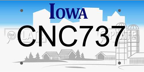 CNC737 Iowa License Plate