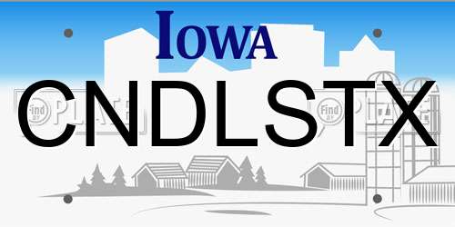 CNDLSTX Iowa License Plate