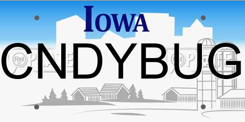 CNDYBUG Iowa License Plate