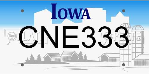 CNE333 Iowa License Plate
