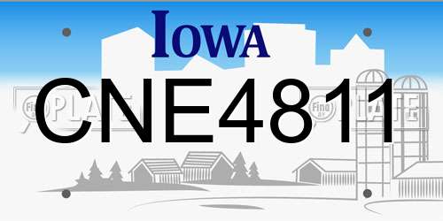 CNE4811 Iowa License Plate