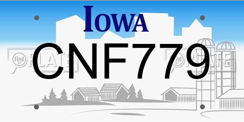 CNF779 Iowa License Plate