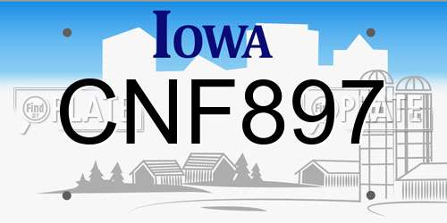 CNF897 Iowa License Plate