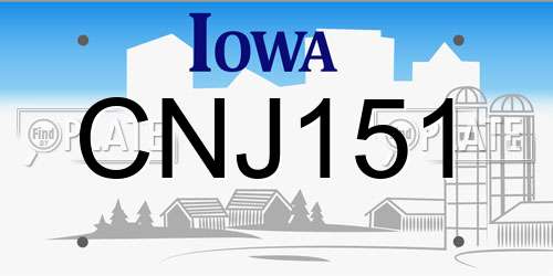 CNJ151 Iowa License Plate