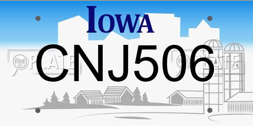 CNJ506 Iowa License Plate