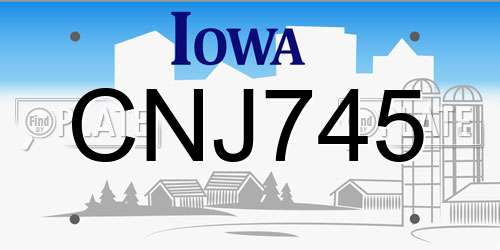 CNJ745 Iowa License Plate