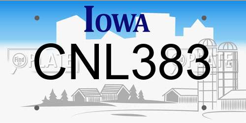 CNL383 Iowa License Plate