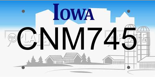 CNM745 Iowa License Plate